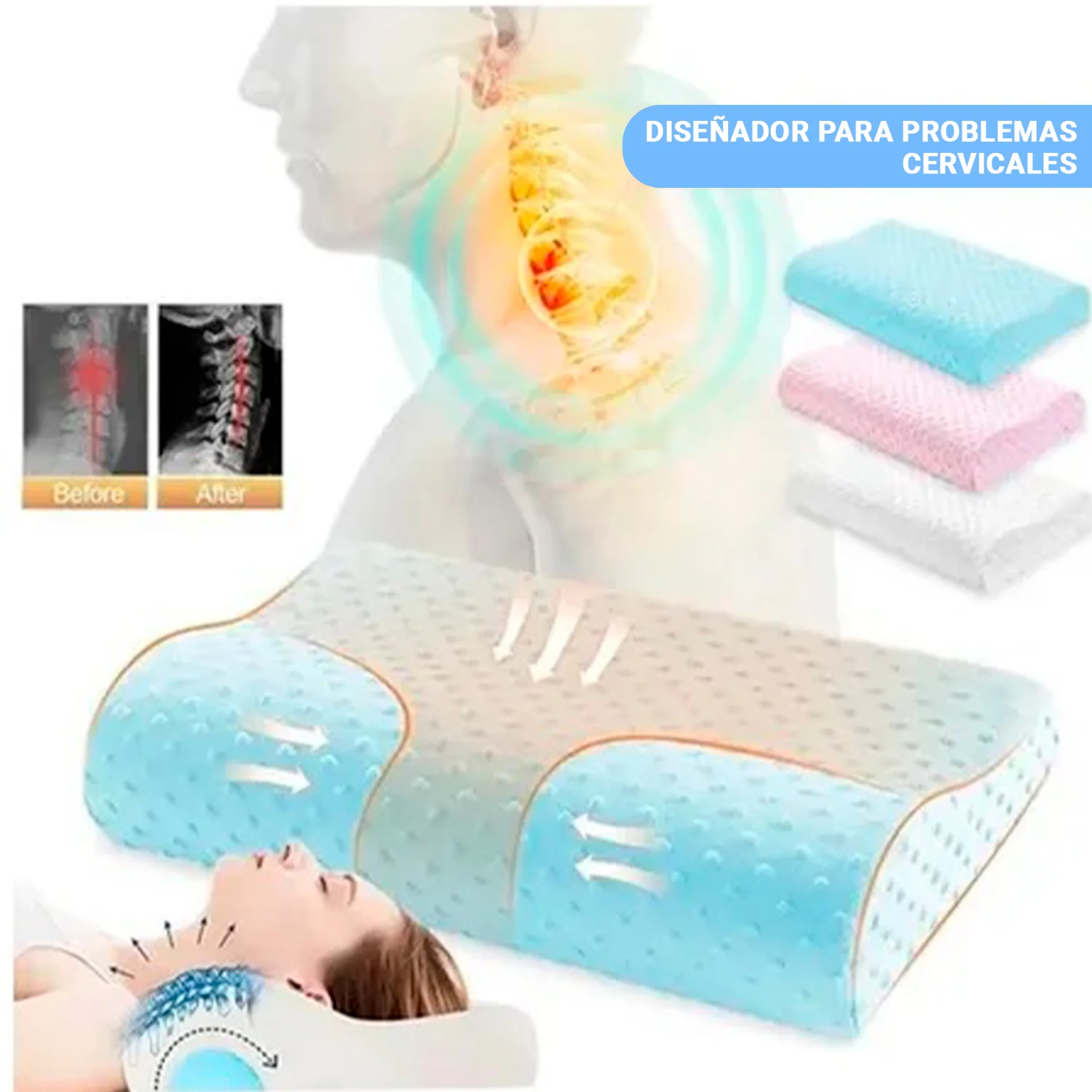 Memory Pillow – Almohada Viscoelástica Ortopédica – Ergonómica y Cervical - Image 3