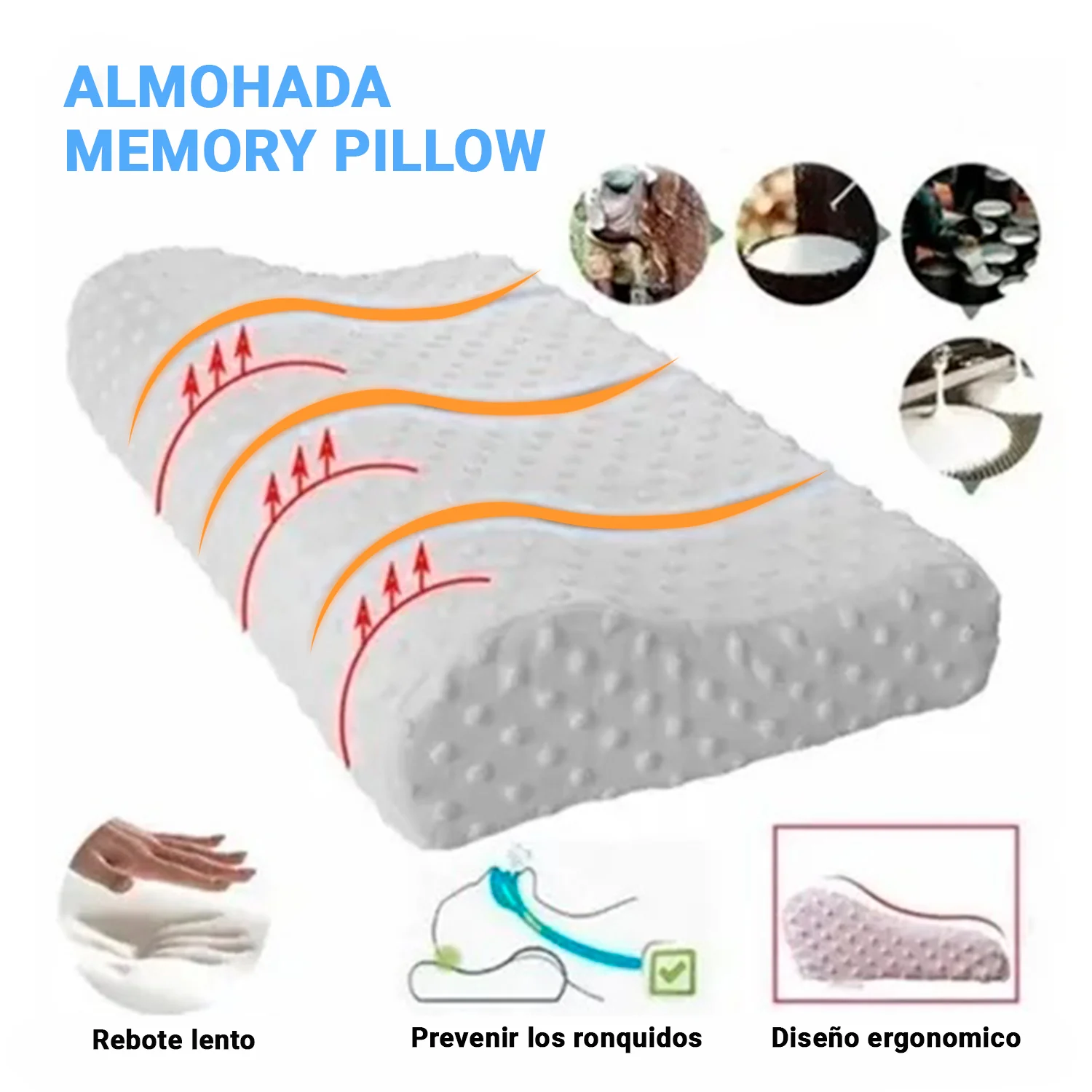 Memory Pillow – Almohada Viscoelástica Ortopédica – Ergonómica y Cervical - Image 4