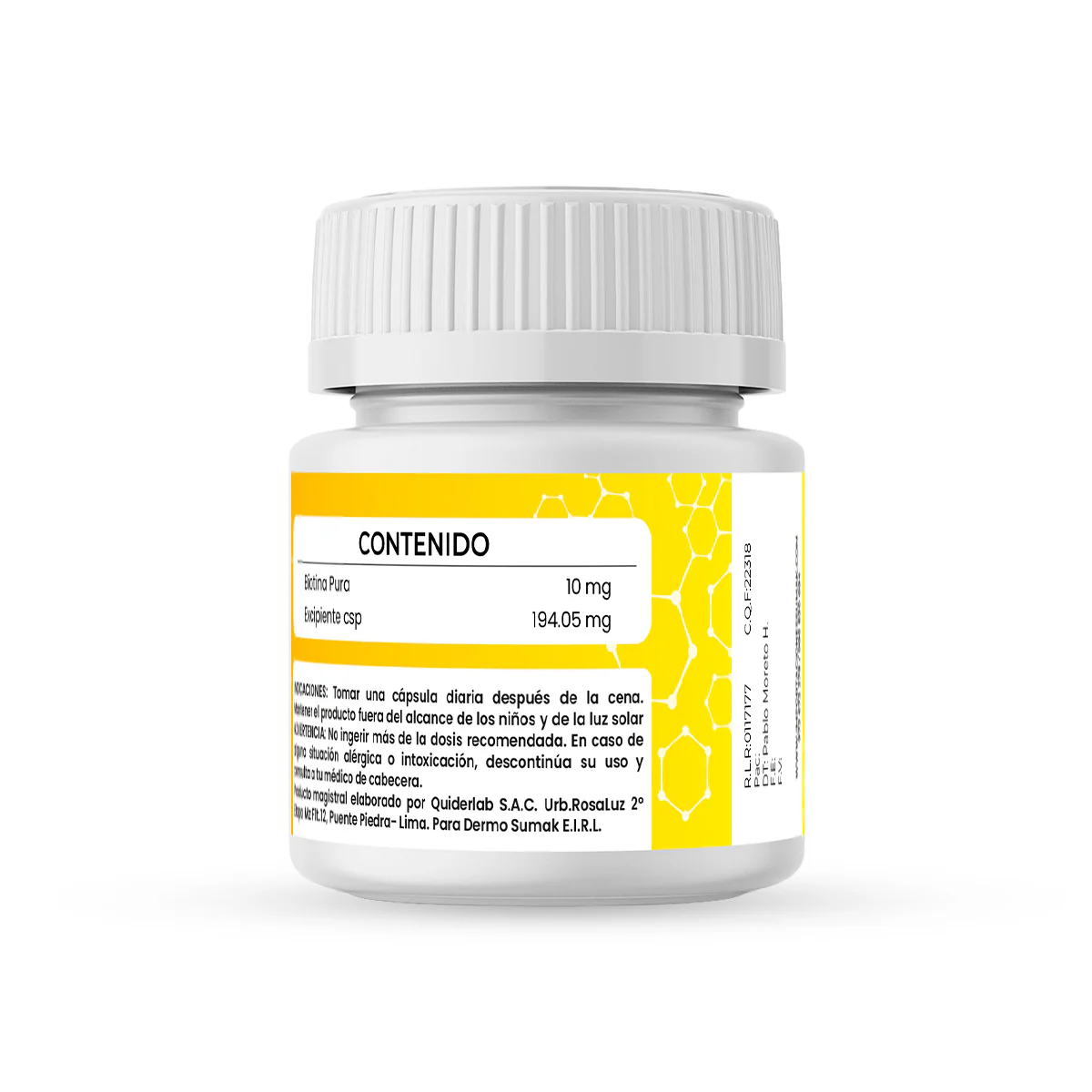 Biotina pura 10 mg x 60 Cápsulas - Dermo Sumak - Image 3