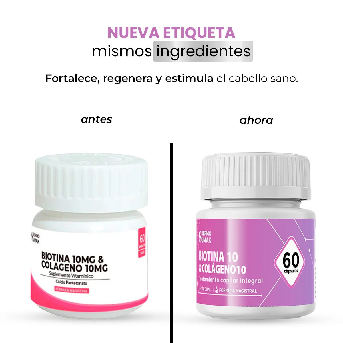 Biotina 10 mg &  Colágeno 10 mg x 60 Cápsulas - Dermo Sumak - Image 3