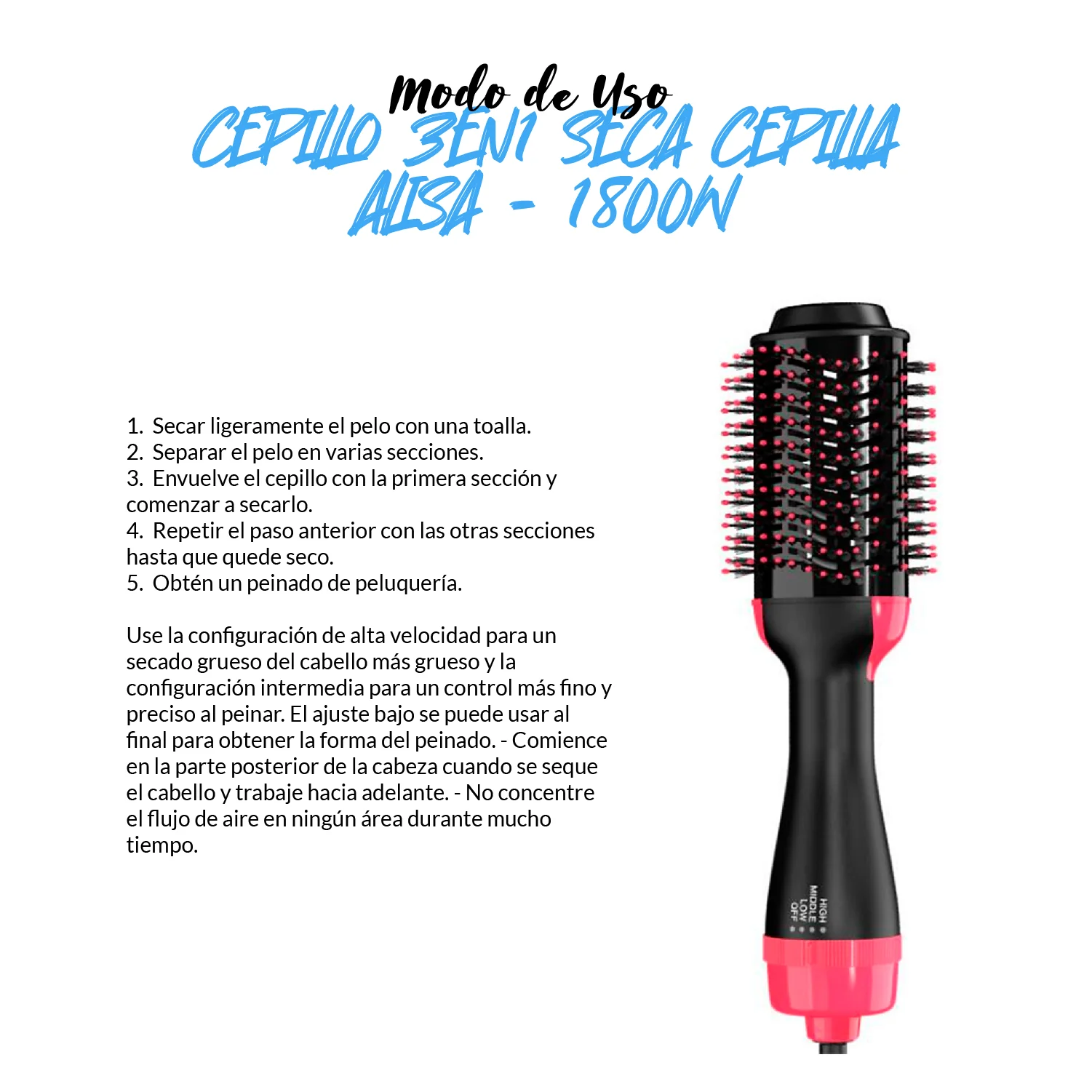 Cepillo One Step 3 en 1 – Seca, Cepilla y Alisa – 1800W - Image 5