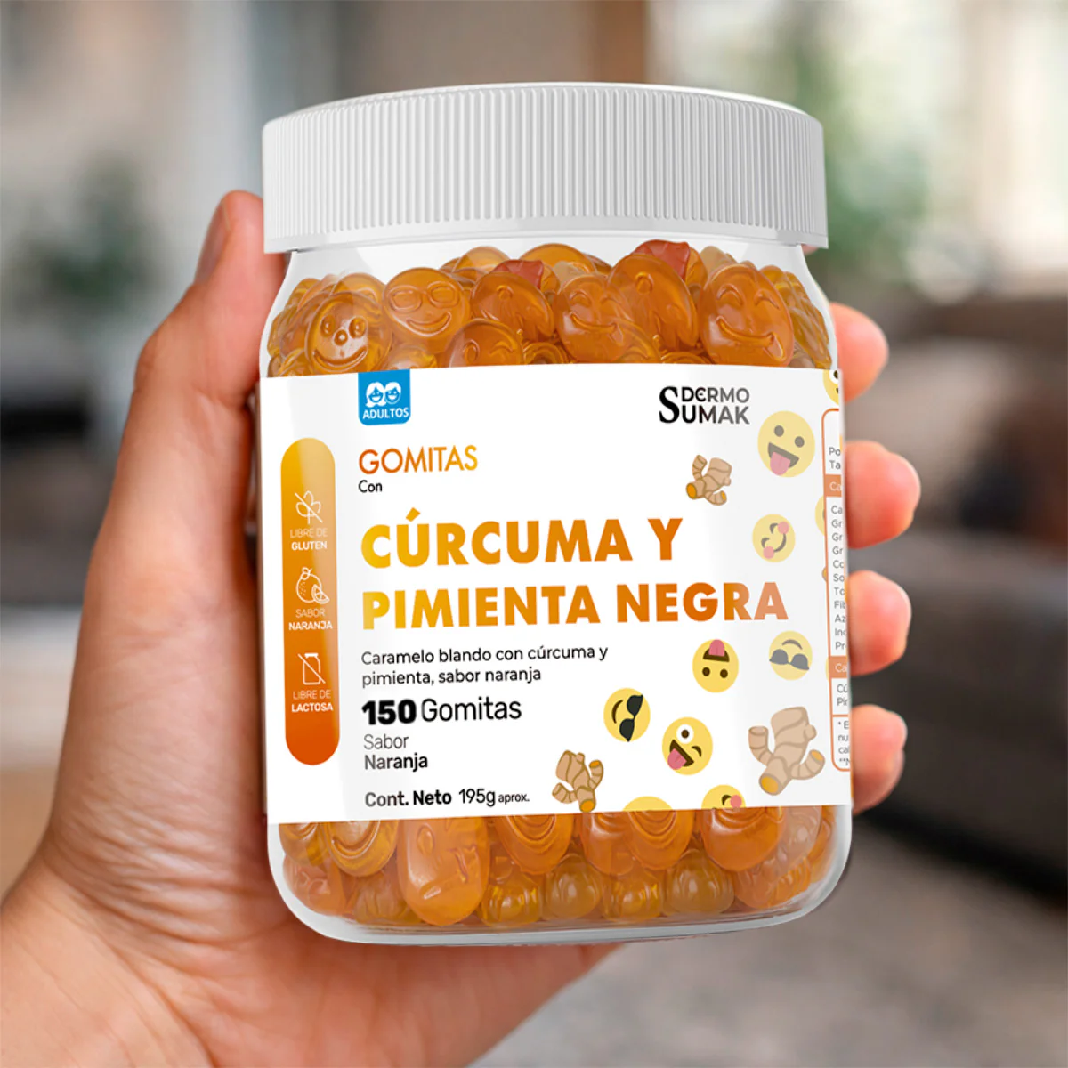 GOMITAS DE CURCUMA Y PIMIENTA NEGRA ADULTOS 150 GOMITAS - DERMO SUMAK - Image 5