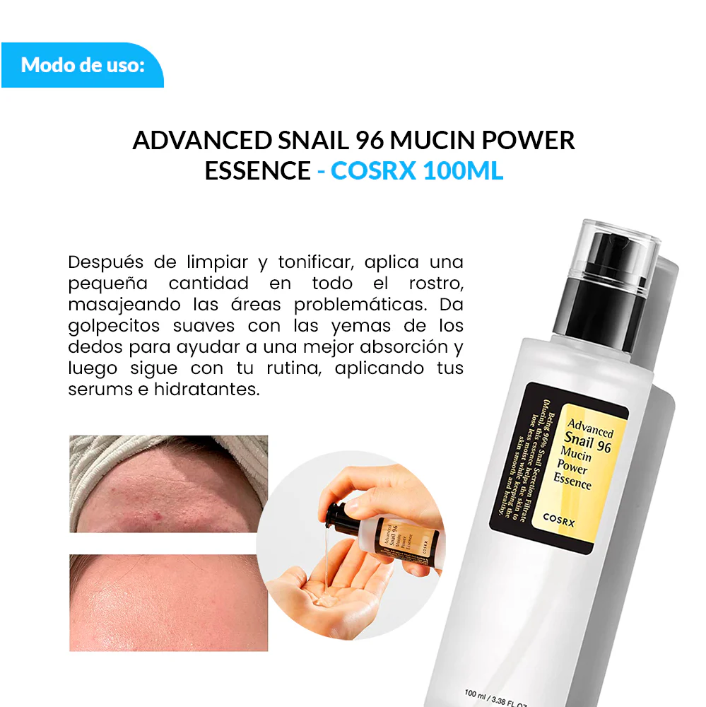 🐌 COSRX Esencia Facial Hidratante Reparadora – Snail 96 Mucin Power Essence 100ml + Regalo - Image 3